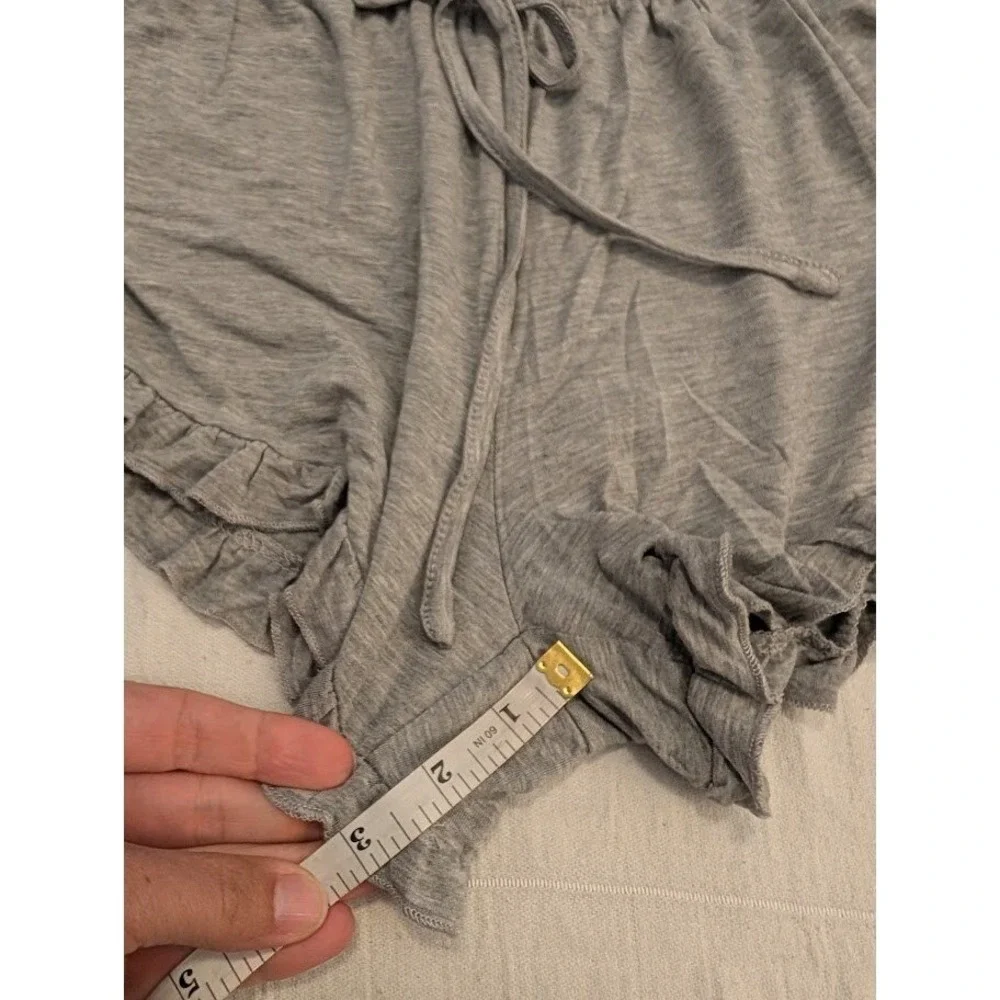 POL Ruffle Trim Lounge Shorts‎ Lightweight Comfy Casual Heather Grey M Boutique